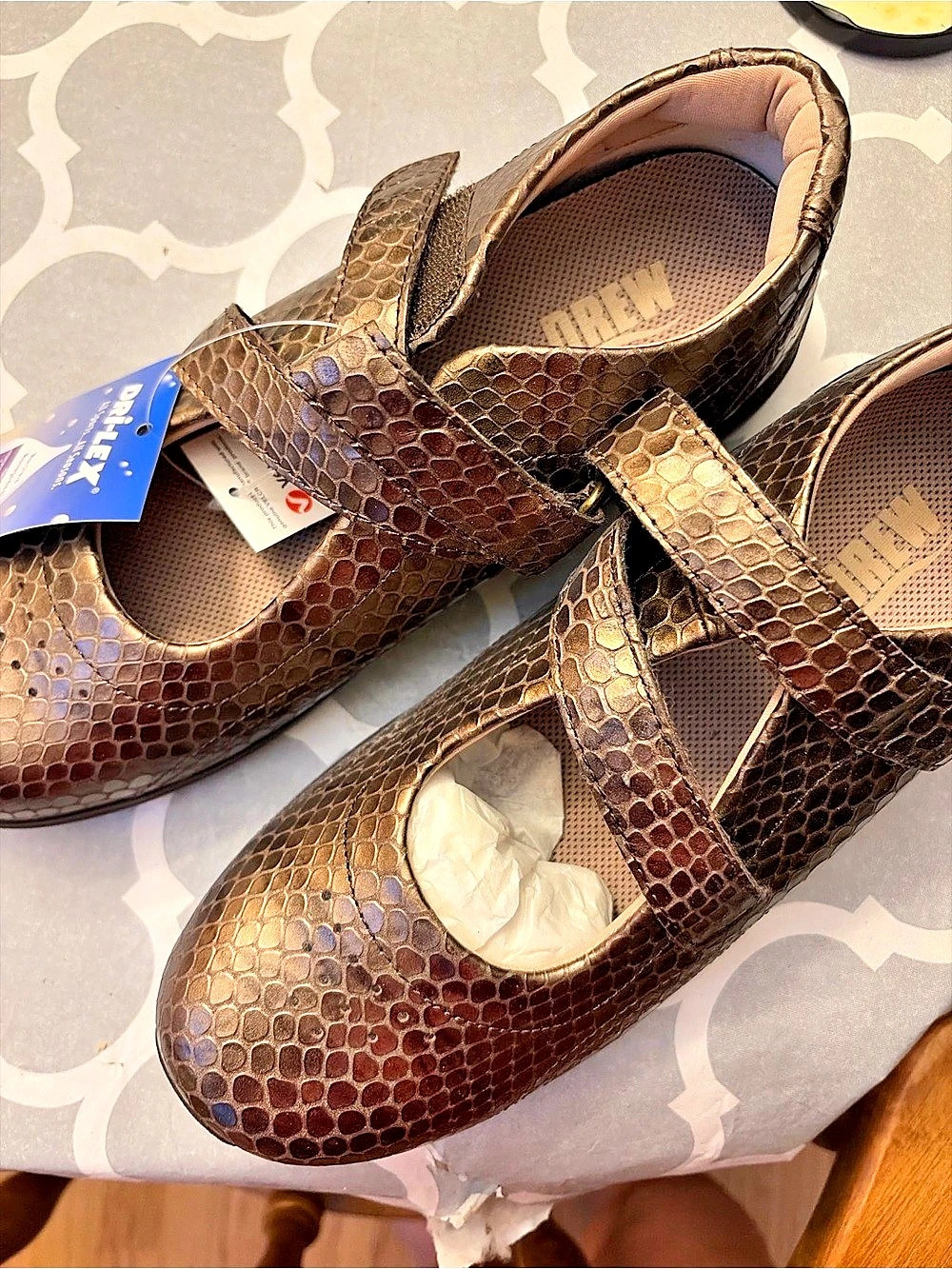 Drew Rose Textured Velcro Flats in Brown